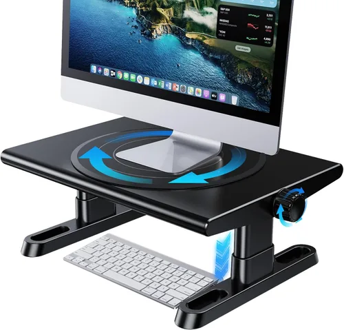 Vista 11 de Soporte elevador para monitor de computadora para escritorio con carga de concentrador USB, estación de acoplamiento USB C de 30 W/5 Gbps