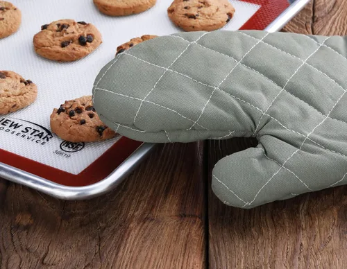 Vista 5 de New Star Foodservice Guantes de horno con defensa adicional, hasta 400 F, juego de 2 (oliva (ignífugo), 13 pulgadas (juego de 2))