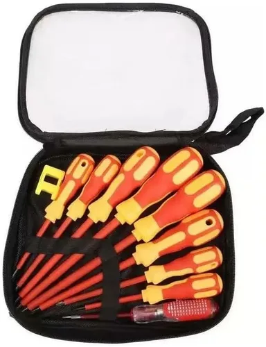 Vista 4 de 10-Piece Insulated Screwdriver Set, Magnetic Phillips Slotted Screwdrivers with Voltage Tester Pen & Magnetizer, Electrician & Home Repair Tool Kit