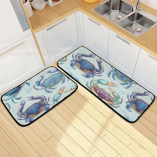 Vista 10 de Juego de 2 tapetes de cocina con rosas rojas, color rojo rosa, suave, antifatiga, juego de tapetes de cocina color negro con flores antideslizantes