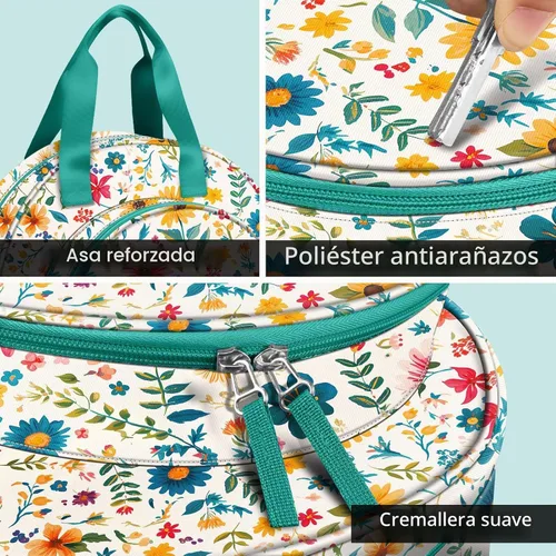 Vista 3 de FINPAC Bolsa para Proyectos de Bordado, Almacenamiento de Suministros de Bordado Bolsa de Transporte con Múltiples Bolsillos para Hilo de Bordar
