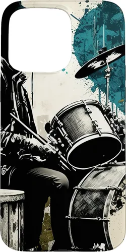 Vista 31 de Black White Drummer Music Lover Drumming Drummer Graphic Case for iPhone 17