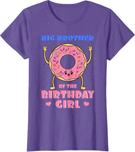 Vista 27 de Big Brother Of The Birthday Girl Donut Bday Party Bro Sib Camiseta, Negro, S