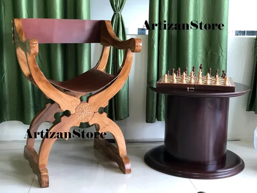 Vista 2 de ARTIZANSTORE Muebles de madera antiguos medievales Savonarola para decoración del hogar y la oficina