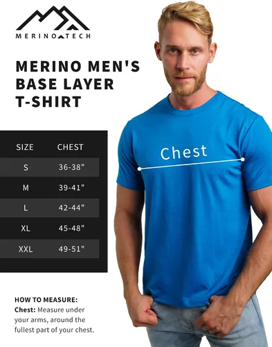Vista 7 de Merino.tech Camiseta de lana merino para hombre, 100% lana merina orgánica, capa base ligera + calcetines de lana de senderismo