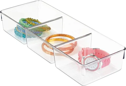 Vista 5 de InterDesign Linus - Organizador de cajones para tocador y tocador, 13 x 5 x 2.25 pulgadas, transparente (paquete de 2)