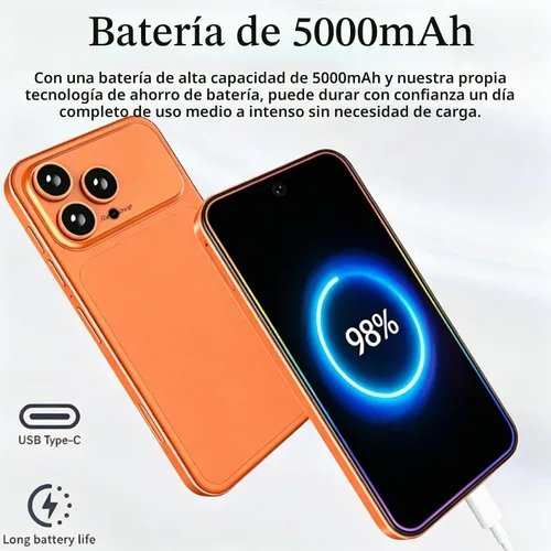 Vista 4 de Mini teléfono desbloqueado HD de 5.3 pulgadas, 4+128 GB, teléfono desbloqueado 5G, teléfono inteligente Android 14, batería de 5000 mAh, SIM Azul