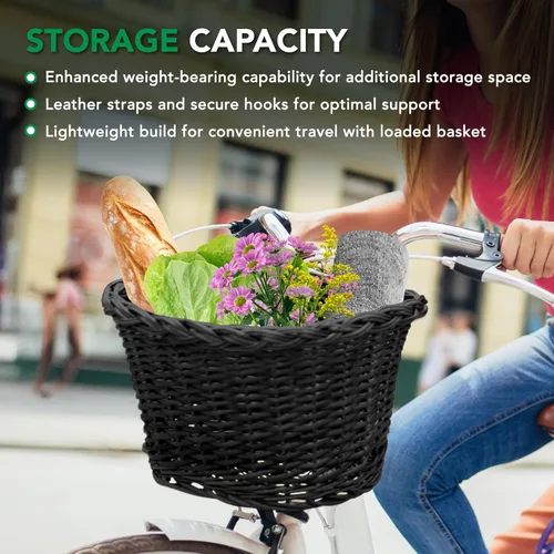 Vista 5 de ProSource Bicycle Front Basket for All Ages, Detachable Bike Basket with Adjustable Straps, Fits Most Bikes, 15LB Capacity