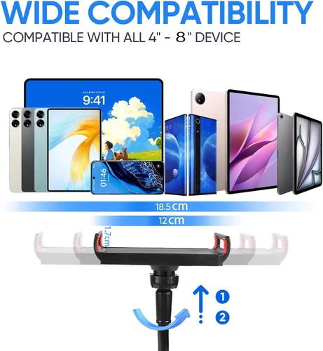 Vista 2 de Lazy Bracket Soporte para tableta de cuello de cisne para cama, soporte ajustable de brazo largo flexible de 360 grados para soporte de teléfono