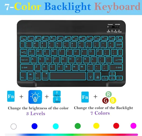 Vista 5 de Funda de teclado desmontable con mouse para Samsung Galaxy Tab S6 Lite de 10.4 pulgadas 2020/2022/2024, funda magnética de teclado