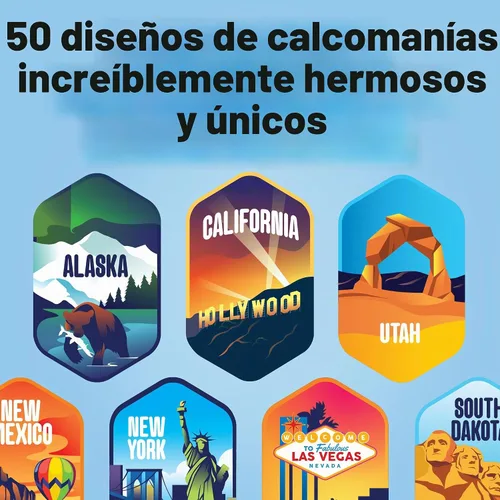 Vista 2 de LET'S WANDER Lets Wander 50 States - Botella de agua con calcomanías impermeables, acero inoxidable aislado a prueba de fugas de 32 onzas