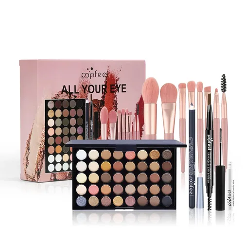 Vista 10 de Pure Vie Kit de maquillaje todo en uno para vacaciones, set de regalo cosmético esencial para principiantes que incluye paleta de sombras de ojos