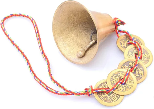Vista 3 de Campana china de Feng Shui para riqueza y seguridad, monedas colgantes para la paz y el éxito, elemento de Feng Shui, carillón colgante de buena