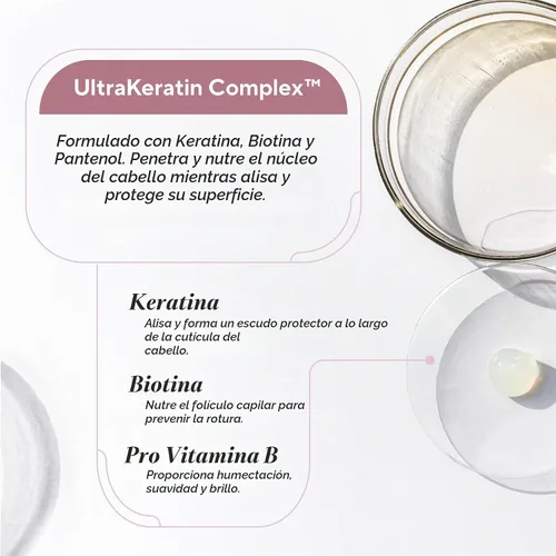 Vista 4 de Infusion K Tratamiento de control de encrespamiento antirotura de queratina con complejo de ultraqueratina, reduce el tiempo de secado al aire