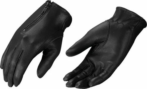 Vista 2 de Guantes de conducción de cuero negro sin forro con cremallera superior