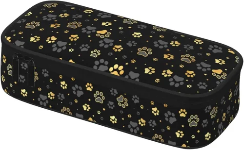 Vista 8 de Perinsto Estuche de lápices Golden Dogs Animal Paws de gran capacidad, caja de papelería con múltiples compartimentos, organizador de escritorio