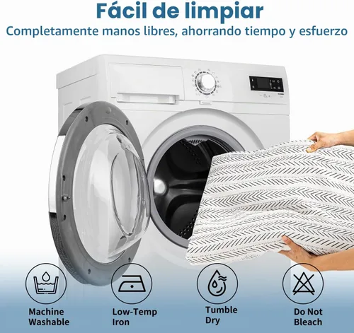 Vista 8 de Funda antideslizante lavable con borlas, color beige