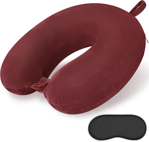 Vista 18 de Almohada de Espuma Viscoelástica para el Cuello, Cómoda Almohada de Viaje para el Cuello, Soporte para Cuello y Cabeza, Ligera y Portátil, Almohada