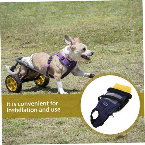 Vista 9 de Garneck Silla de ruedas PET para perros discapacitados, patinete ajustable para pasear perros con bolsa de remolque para patas traseras, carrito