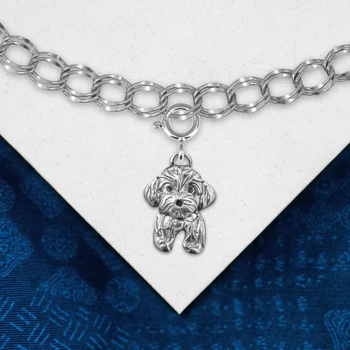 Vista 5 de Regalos Havaneses para mujer, dije de plata de ley Havanese para pulsera con dijes, hecho a mano en los Estados Unidos