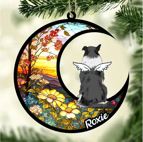 Vista 825 de LOVELYPOD Adorno de Navidad personalizado para perro Basset Hound (marrón) Basset Hound (marrón) adorno para atrapasoles de perro, razas de perros