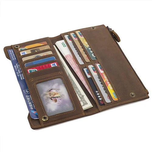 Vista 3 de Genda 2Archer Billetera RFID de cuero genuino vintage para hombre, Marrón, Vintage