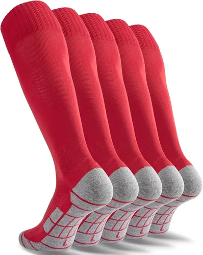 Vista 8 de CWVLC - Calcetines de fútbol (1/3/5 pares) calcetines altos hasta la rodilla, para deportes de equipo, para adultos, jóvenes y niños