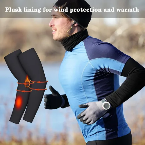 Vista 4 de Calentador térmico de brazo para ciclismo mangas elásticas de compresión UV suministros deportivos para hombres y mujeres deportes de invierno al