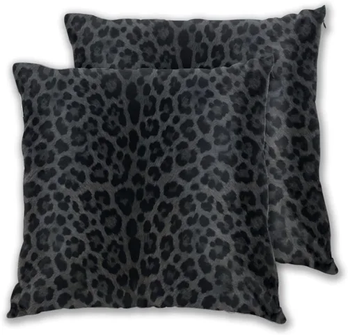 Vista 9 de Fiokroo Juego de 2 fundas de almohada de leopardo negro, fundas de almohada cuadradas para sofá, dormitorio, sala de estar, automóvil, 16 x 16