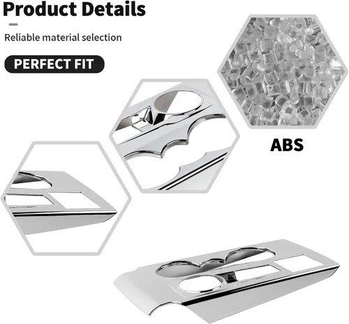 Vista 6 de Funda para palanca de cambios de consola central Bronco Sport compatible con Ford Bronco Sport 2021-2024+ (cromo, ABS)