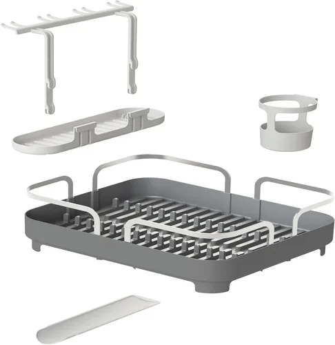 Vista 13 de Umbra Escurridor de platos con funda de plástico moldeado con boquilla de drenaje, carbón