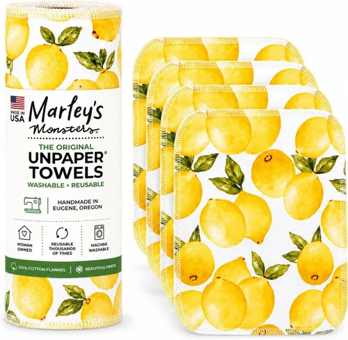 Vista 17 de Marley's Monsters Toallas sin papel - rollo de 12 unidades, toallas de papel reutilizables sin papel, de algodón, libres de árboles