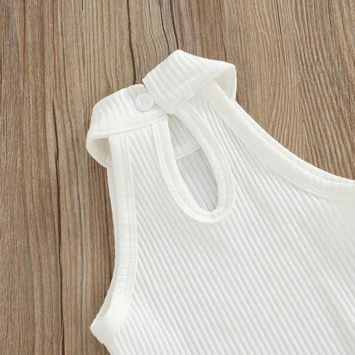 Vista 132 de TheFound Trajes de verano para niñas pequeñas, sin mangas, de punto acanalado, halter, pantalones cortos, ropa para recién nacidos, conjunto de 3