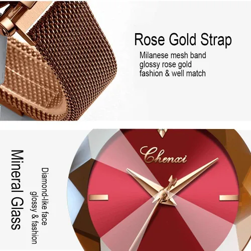 Vista 6 de MASTOP Reloj de pulsera de pulsera de acero inoxidable con correa magnética de cara de cristal para mujer
