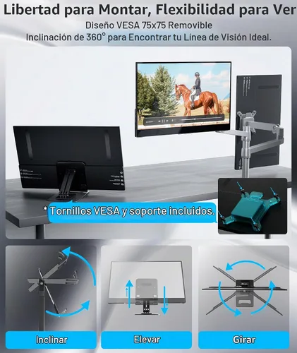 Vista 5 de Ingnok Monitor de pantalla táctil para computadora portátil,USB dual C