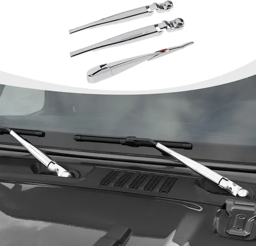 Vista 18 de RAZPOY JK Limpiaparabrisas frontal y trasero, 3 piezas, compatible con Jeep Wrangler JK JKU 2007-2017, azul