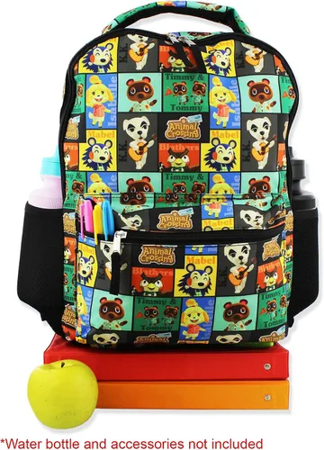 Vista 6 de Nintendo Animal Crossing Mochila escolar de 16 pulgadas para niños, Negro, talla única , Nintendo Animal Crossing Kids - Mochila escolar de 16