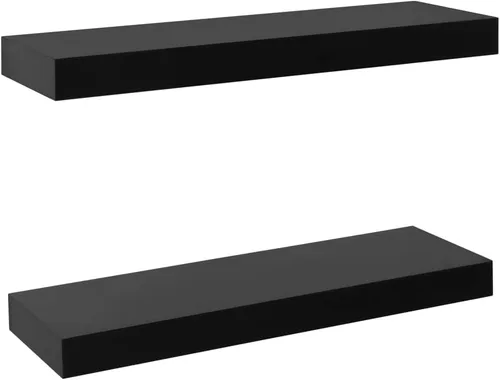 Vista 3 de 2 estantes flotantes de pared negros de 15.7 x 7.9 x 1.5 pulgadas