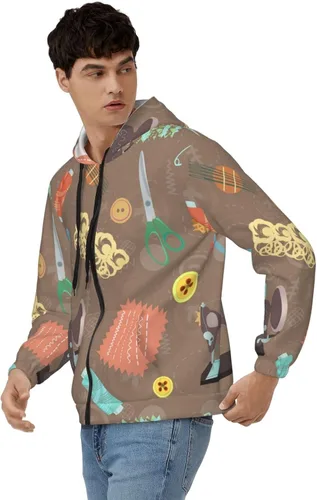 Vista 3 de Mens 3D Full-Zip Hoodies Jacket Pullover Hooded Top Sweatshirt