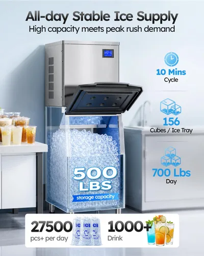 Vista 2 de Mojgar Máquina comercial del fabricante de hielo de 700LBS/24H con el Plateado