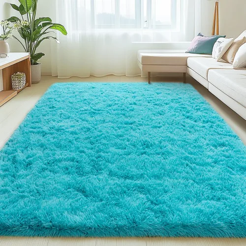 Vista 24 de Mugorn - Alfombras suaves y esponjosas de 2 x 3 pies para el hogar, alfombra pequeña con 4 mallas antideslizantes, color negro, 2 x 3 pies