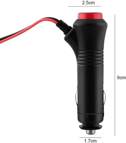 Vista 3 de Enchufe para encendedor de cigarrillos con cable, plástico Qiilu y materiales metálicos, 12 V, 24 V, 4.9 ft, enchufe macho para encendedor