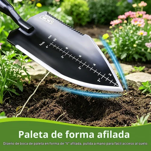 Vista 2 de Paleta resistente del jardín del acero inoxidable, pala de goma