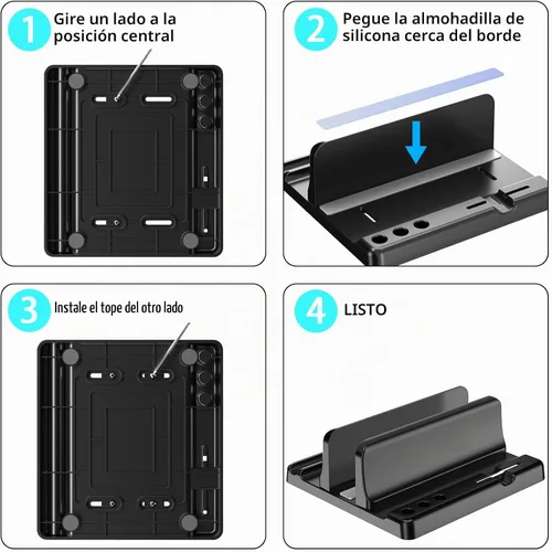 Vista 7 de Soporte vertical para laptop ajustable - Gestionador de escritorio de plástico ABS de ahorro de espacio 3 en 1 compatible con todos los MacBook Pro