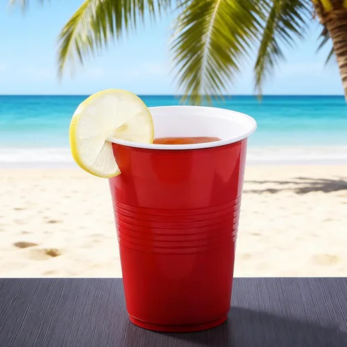 Vista 5 de TashiBox Vasos de plástico desechables para fiestas de 12 oz (rojo, 100)