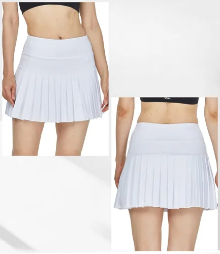 Vista 7 de HonourSex Falda de Tenis Plisada para Mujer, Faldas de Golf con Bolsillos, Falda con Pantalones Cortos para Entrenamiento, Deportes, Senderismo