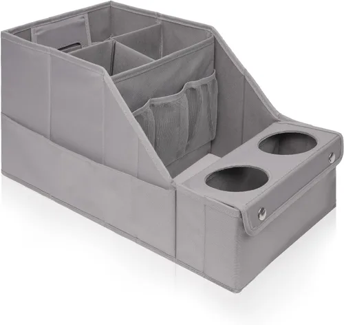 Vista 12 de MULISOFT Organizador de asiento de automóvil, organizador de asiento trasero con 11 compartimentos de almacenamiento y 2 portavasos, organizadores