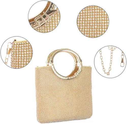 Vista 6 de LIFEWISH Bolsos de noche con diamantes de imitación de cristal para mujer bolsos de mano brillantes para graduación cóctel fiesta boda