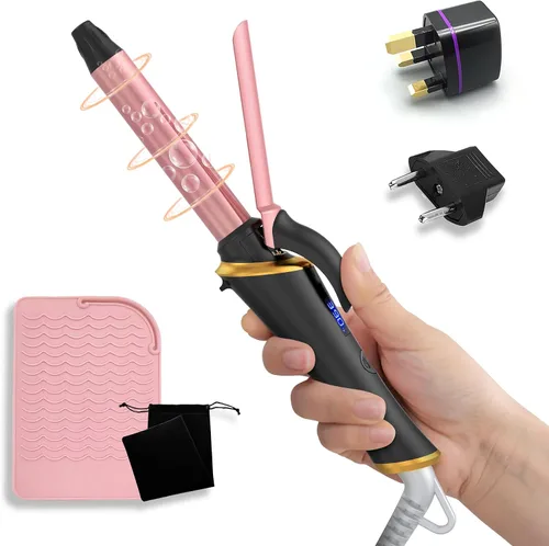 Vista 9 de Ukliss Mini rizador de 1/2 pulgada, rizador de barril pequeño de viaje para cabello corto y flequillo, calor rápido de 30 segundos, 5 ajustes