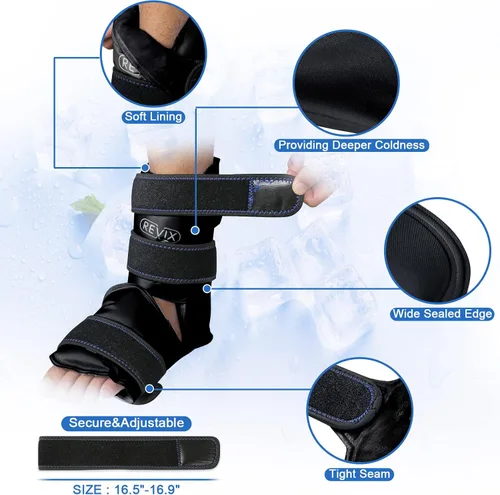 Vista 6 de REVIX Bolsa de hielo para aliviar el dolor de tobillo y pies y envoltura de hielo de gel grande para piernas, cadera, muslo, rodilla y espinilla